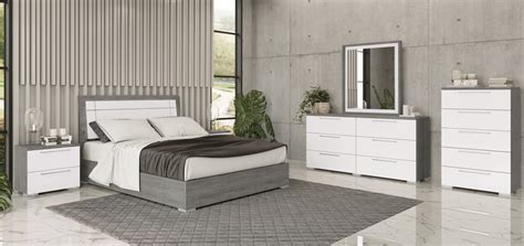 Modern White and Grey Bedroom - Arrow Furniture