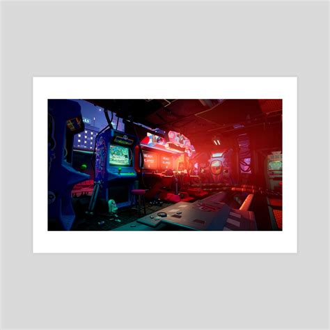 Cyberpunk Arcade interior, an art print by Manuel Fuentes - INPRNT