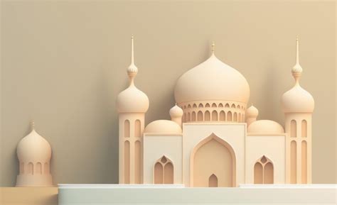 Premium AI Image | A paper model of a mosque with a mosque in the background