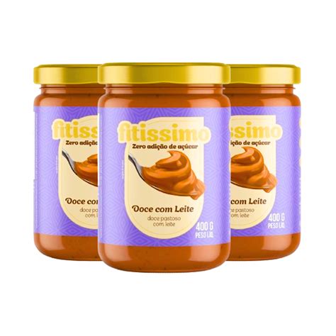 Doce De Leite Fit Sem Açúcar - Kit 3 Doce de Leite Fit 400g Sem Açúcar Sem Lactose Diet Fitissimo ...