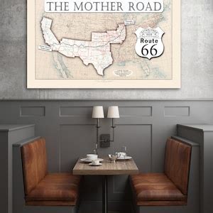 1926 Route 66 Map Large Wall Art, Printable Poster of a United States ...