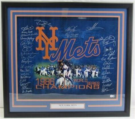 1986 Mets Custom Framed Photo Team Signed By 33 With Gary Carter