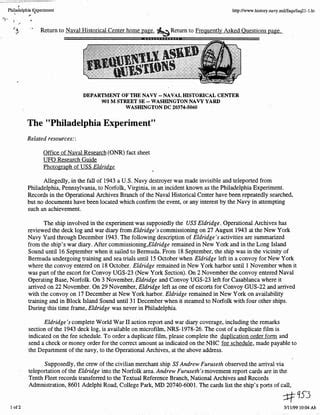 Philadelphia experiment | PDF