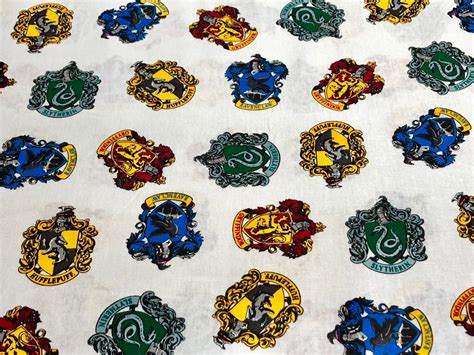 Harry Potter Hogwarts Houses Print Cotton Fabric New Moxie Store