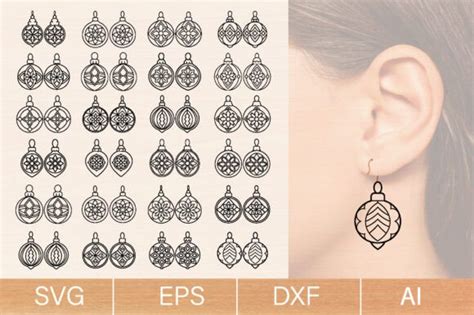 Christmas Ornament Earrings Bundle Graphic By Digitalbrightcreations