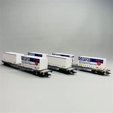 3 Wagons Porte Conteneurs Sgnss Cargo SBB Cargo EP VI MARKLIN