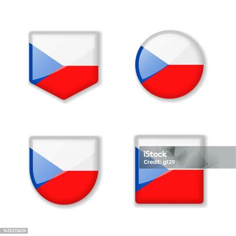 Flags Of Czech Republic Glossy Collection Stock Illustration Download Image Now Badge