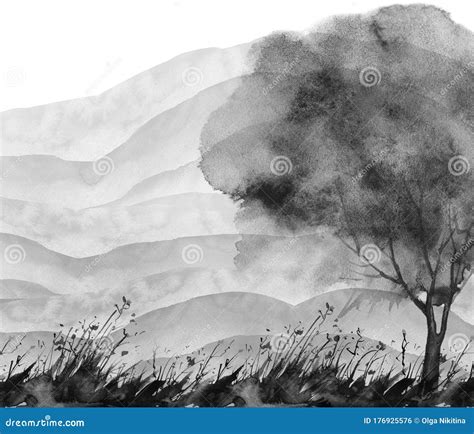 Windy Day Trees And Cloud Blowing Wind Vector Illustration ...