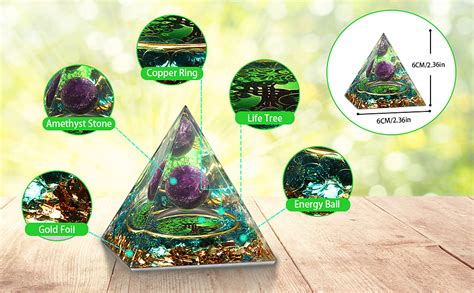 Orgone Pyramid Healing Crystal Pyramid Gifts Tree Of Life Amethyst