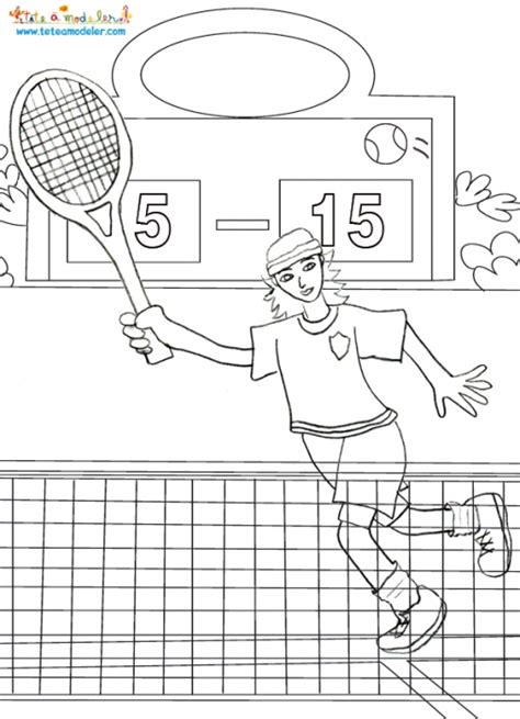 Coloriage d un joueur de tennis à imprimer avec Tête à modeler