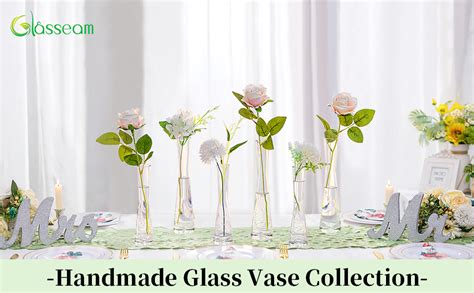 Glasseam Glass Bud Flower Vase8 Tall Skinny Vase Set Of 3 Slim Single Rose Clear