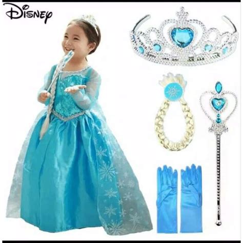 Promo Kostum Princess Elsa Frozen Lengkap Dress Accesories In Paket