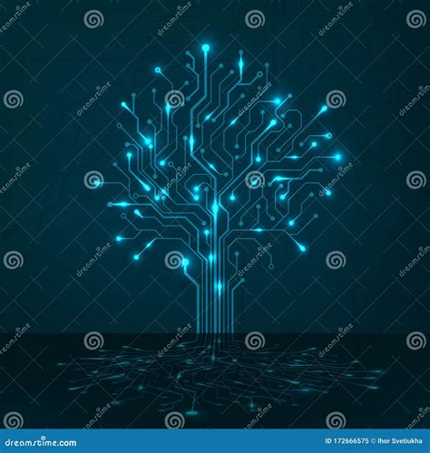 Circuit Tree Silhouette Technology Background Design Computer