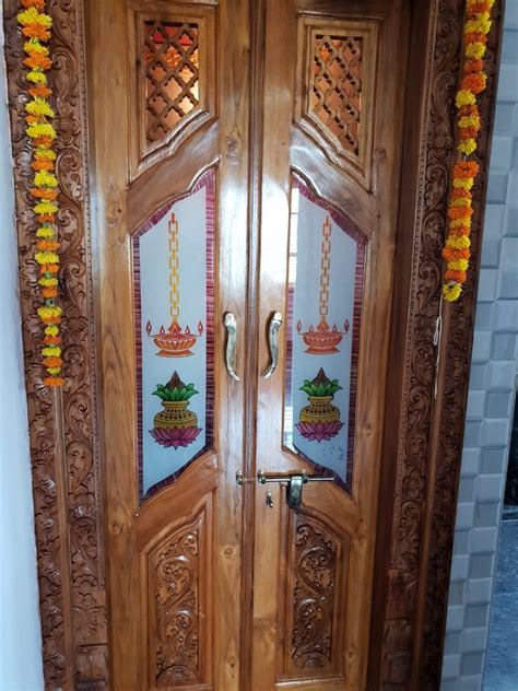 Pooja Room Door Designs With Glass And Wood