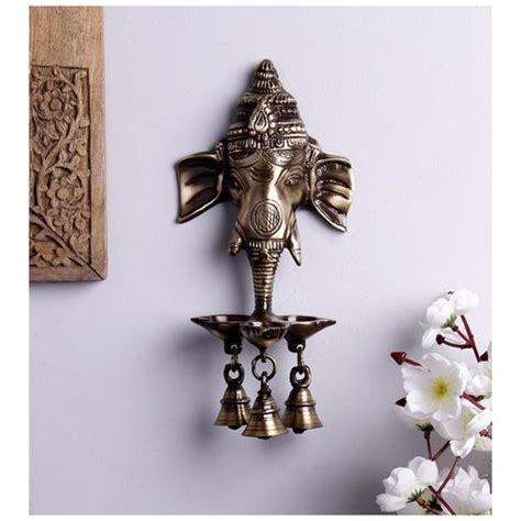 Buy Ecraftindia Ganesha Deepak With Bell Brass Wall Hanging Artifact