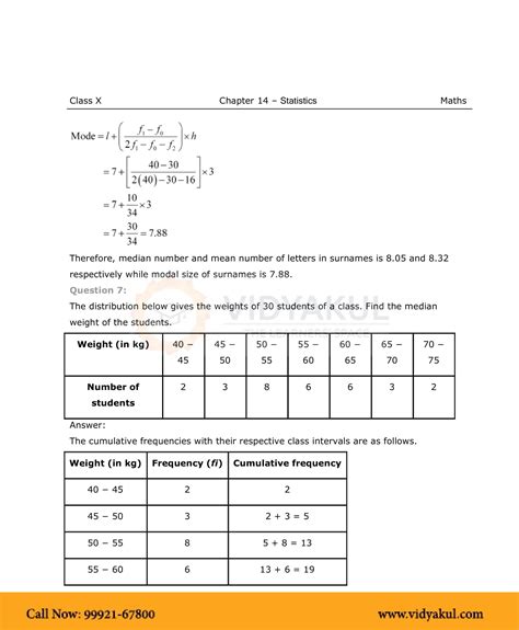 Class 10th Math Statistics Ncert Solution Cbse 2023