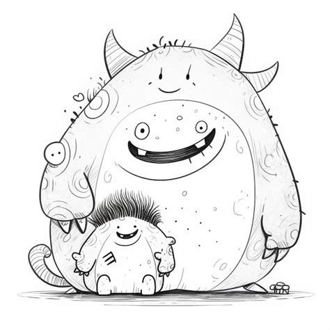 Premium Photo | A cartoon drawing of a monster and a small monster ...