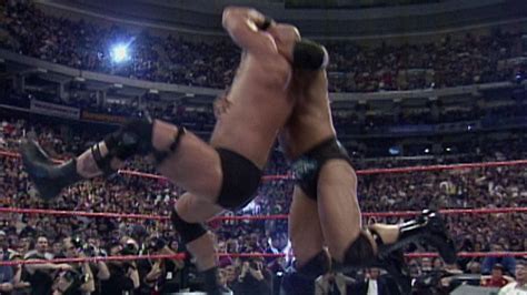 Stone Cold Steve Austin Hits The Rock With A Stunner Wrestlemania Xv