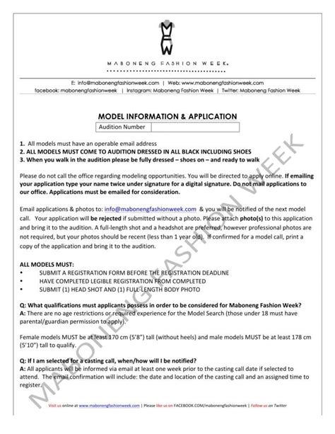 4+ Model Application Form Templates - PDF