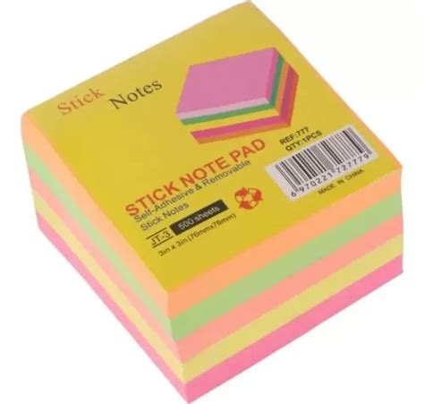 Taco Nota Adhesivas Tonos Fluo X Cm X Hojas