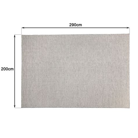 Tapis rect 200x290cm en laine tissée couleur blanc gris chiné DPI Import