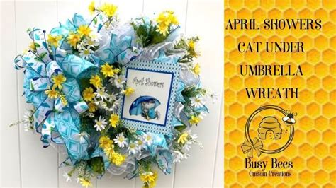 April Showers Cat Under Umbrella Wreath Umbrella Wreath Wreaths