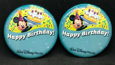 Walt Disney World Disney Parks Happy Birthday Buttons Mickey Mouse