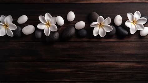 Premium AI Image | White flowers on a wooden background with white flowers