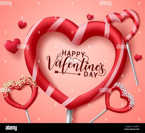 Valentine Heart Candies Vector Concept Happy Valentines Day Greeting