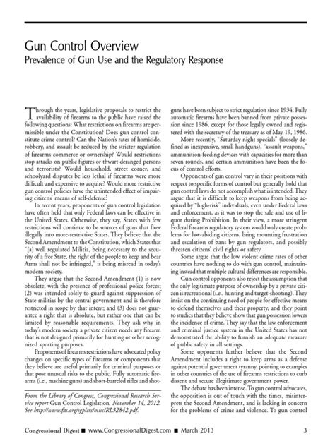 Gun Control Overview Prevalence Of Gun Use And The Regulatory Response