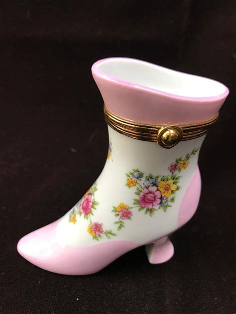 Vintage Limoges Porcelain Boot With Flowers Trinket Box Etsy