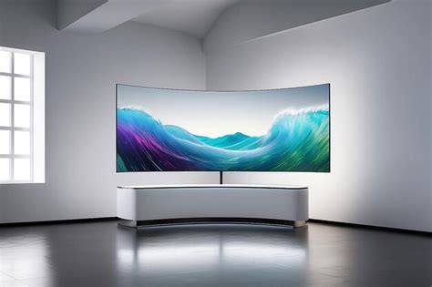 Premium Photo | Curved OLED Display Digital Art in Tech Showroom MockupCurved OLED Display ...