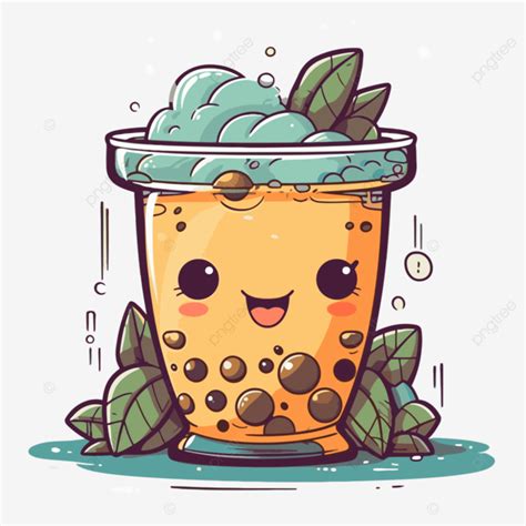 Boba Tea Vector, Sticker Clipart, In The Style Of, Herb Trimpe Https ...