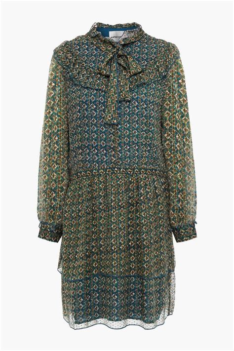 ANTIK BATIK Malo pussy bow tiered printed fil coupé silk blend mini dress THE OUTNET