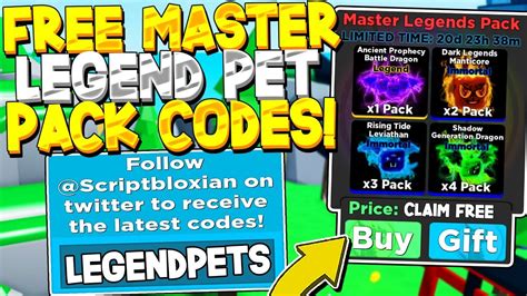 Free Master Legend Pet Pack Codes In Ninja Legends Roblox Youtube