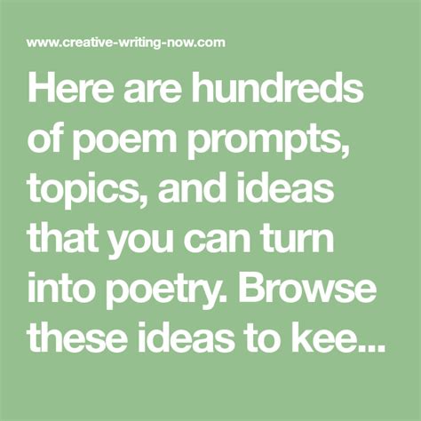 Here Are Hundreds Of Poem Prompts Topics And Ideas That You Can Turn