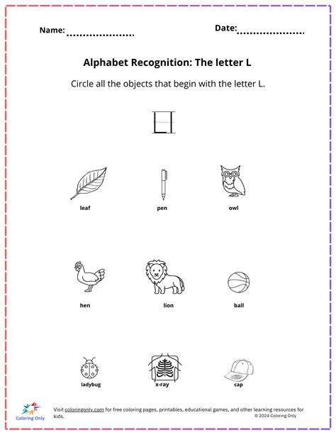 alphabet recognition  letter   printable worksheet
