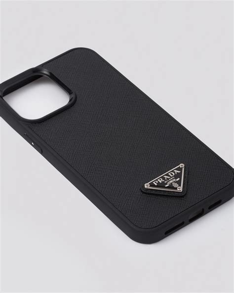 Black Saffiano Leather Iphone Pro Max Cover Prada