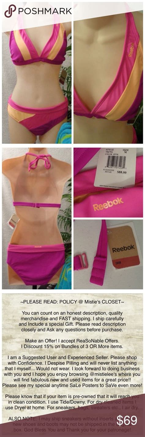 Reebok Sport Pink Halter Top Swim Bikini M Nwt Made By Reebok 2pc Bathing Suit Bikini Size M