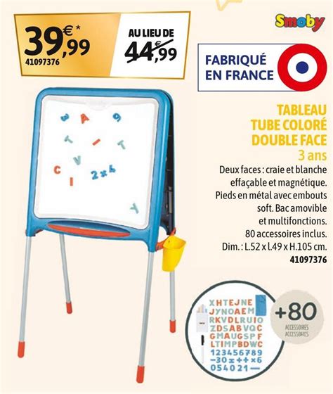 Promo Smoby Tableau Tube Color Double Face Chez Jou Club