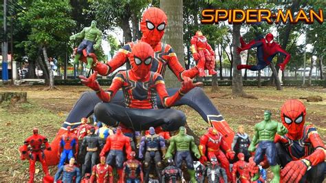 Spider Man Menemukan Mainan Superhero Avengers Di Taman Spiderman