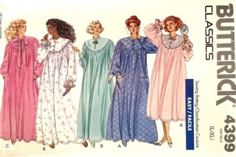 1980 S Butterick Misses Robe Nightgown Pattern 4399 Size L Xl Ebay