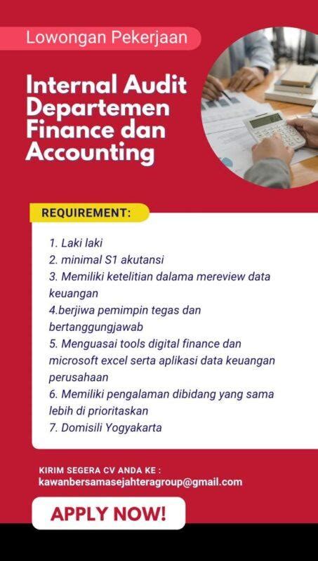 Lowongan Kerja Internal Audit Finance Dan Accounting Di Kawan Bersama