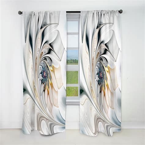 Design Art Designart White Stained Glass Floral Modern Blackout