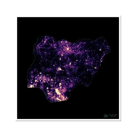 Nigeria - Population density heatmap - Fine Art Print | Fine art prints, Colorful map, Art prints