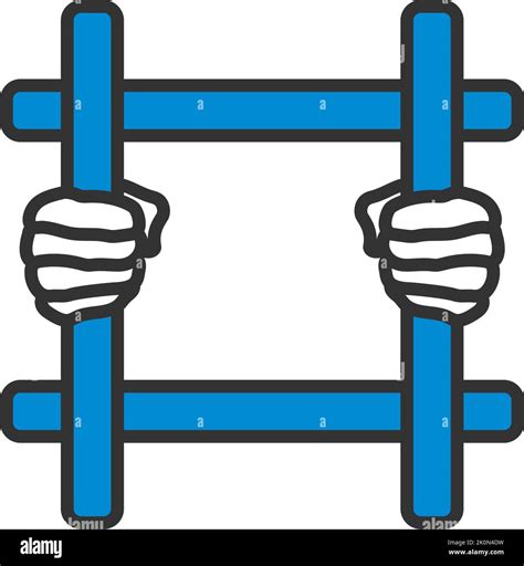 Hands Holding Prison Bars Icon Editable Bold Outline With Color Fill