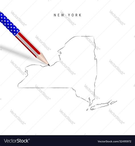 New york us state map pencil sketch Royalty Free Vector