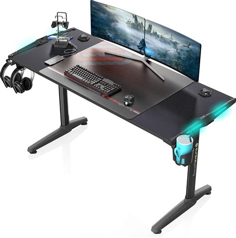 Eureka Ergonomic Bureau Gaming Led Bureau Gamer Cm En Verre Pour