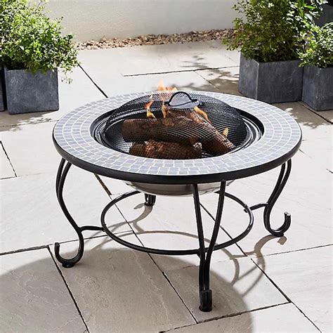 4 in 1 Fire Pit, BBQ Grill, Ice Cooler, & Round Ceramic Table