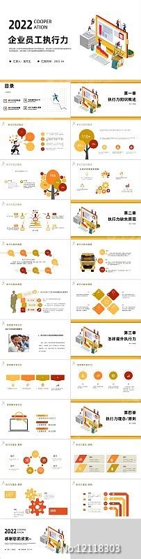 黄色扁平化企业员工执行力培训ppt模板下载红动中国